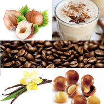 Vanília, mogyoró, macadamdió és tchai latte ízű szemes kávé csomag
