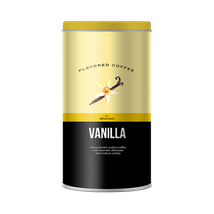 Vanília ízű szemes kávé elegáns fémdobozban